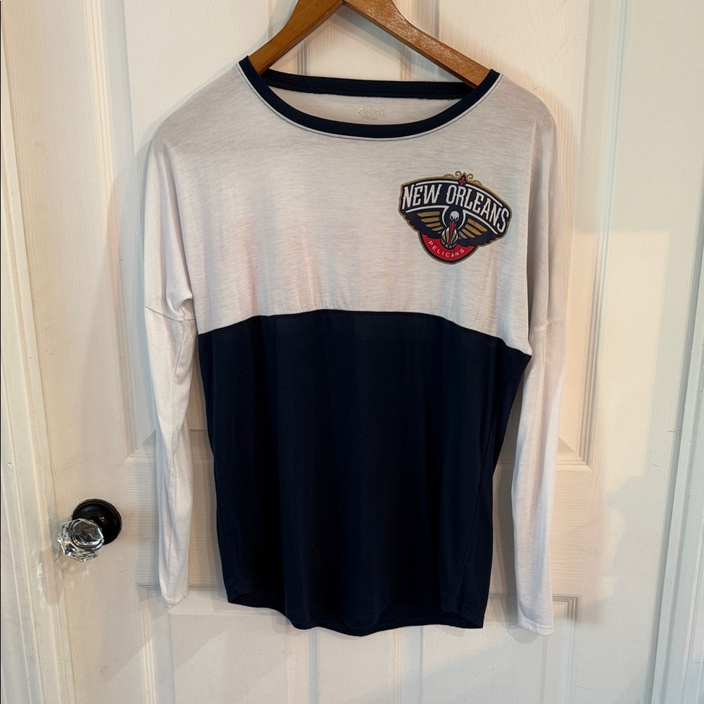 New Orleans Pelicans Colorblock Long Sleeve Tee - White & Navy